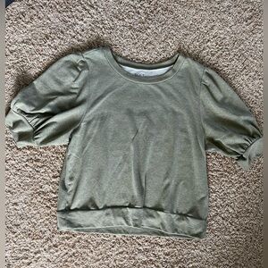 Loft Outlet Green Balloon Sleeve Spring Blouse XL